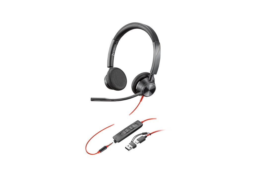 Poly Blackwire 3325 - Blackwire 3300 series - Headset - On-Ear - kabelgebunden - 3,5 mm Stecker, USB-C - Schwarz - UC-zertifiziert - Replaces Poly SKU 213939-101